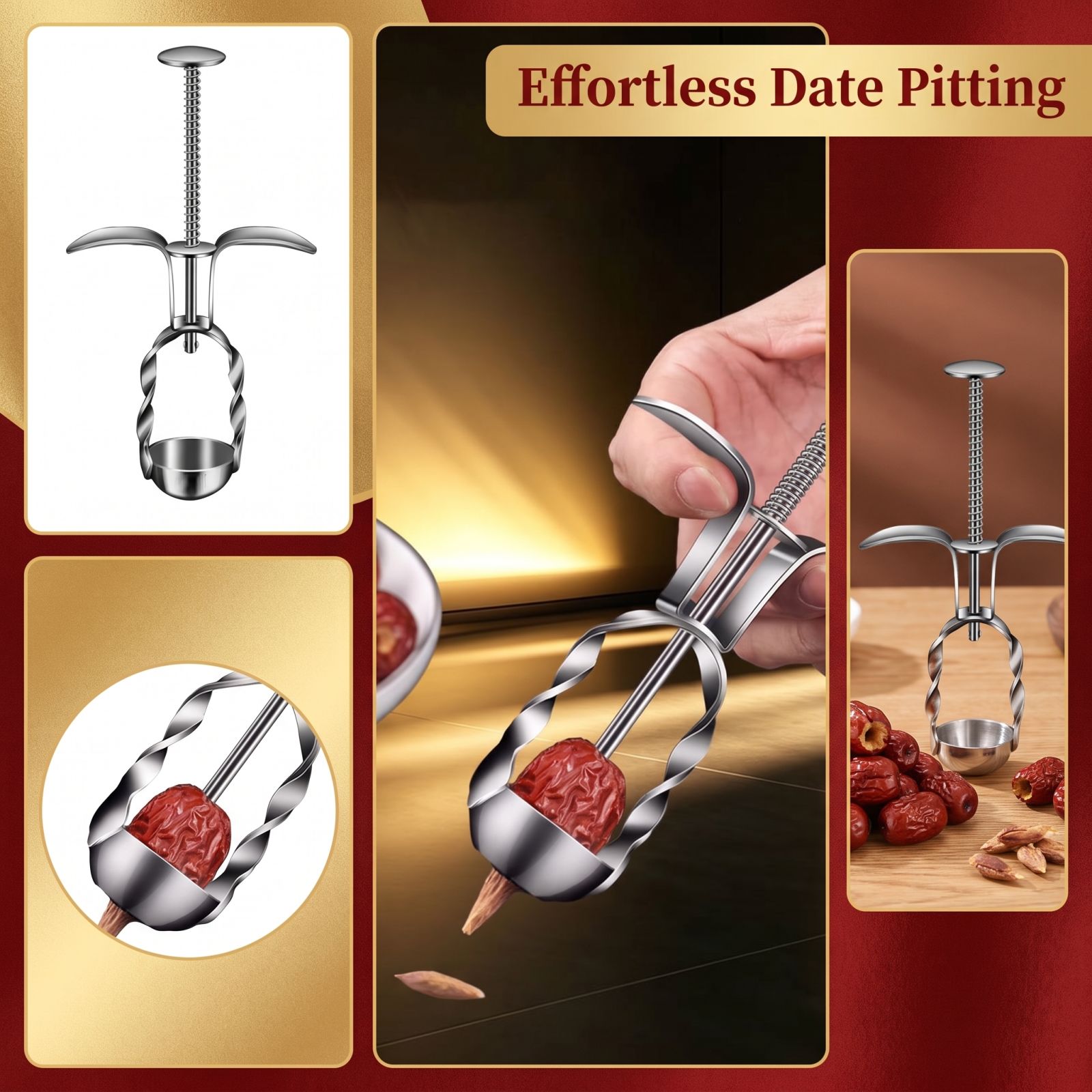 Kitchen Gadgets Usa - Stainless Steel Red Date Pitter Tool